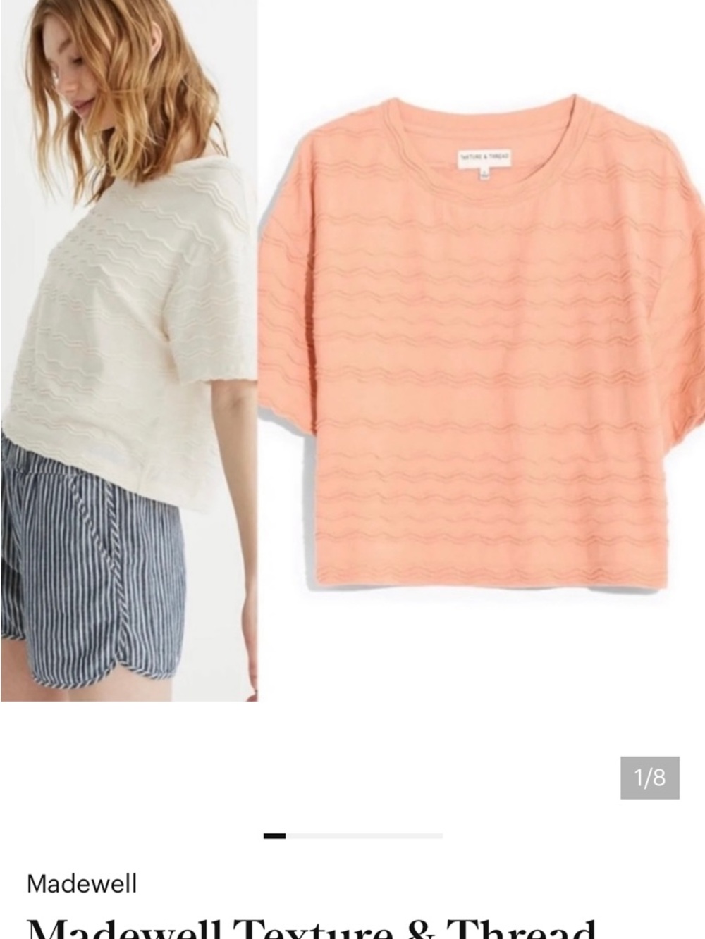 Madewell Short Sleeve Textured Tee - Peach - XS